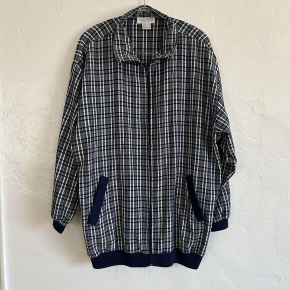 Vintage Adolfo Sport Jacket Lightweight Golf Plaid Women XL - Picture 2 of 8